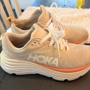 Hoka Women's Athletic Shoes in Cream and Orange